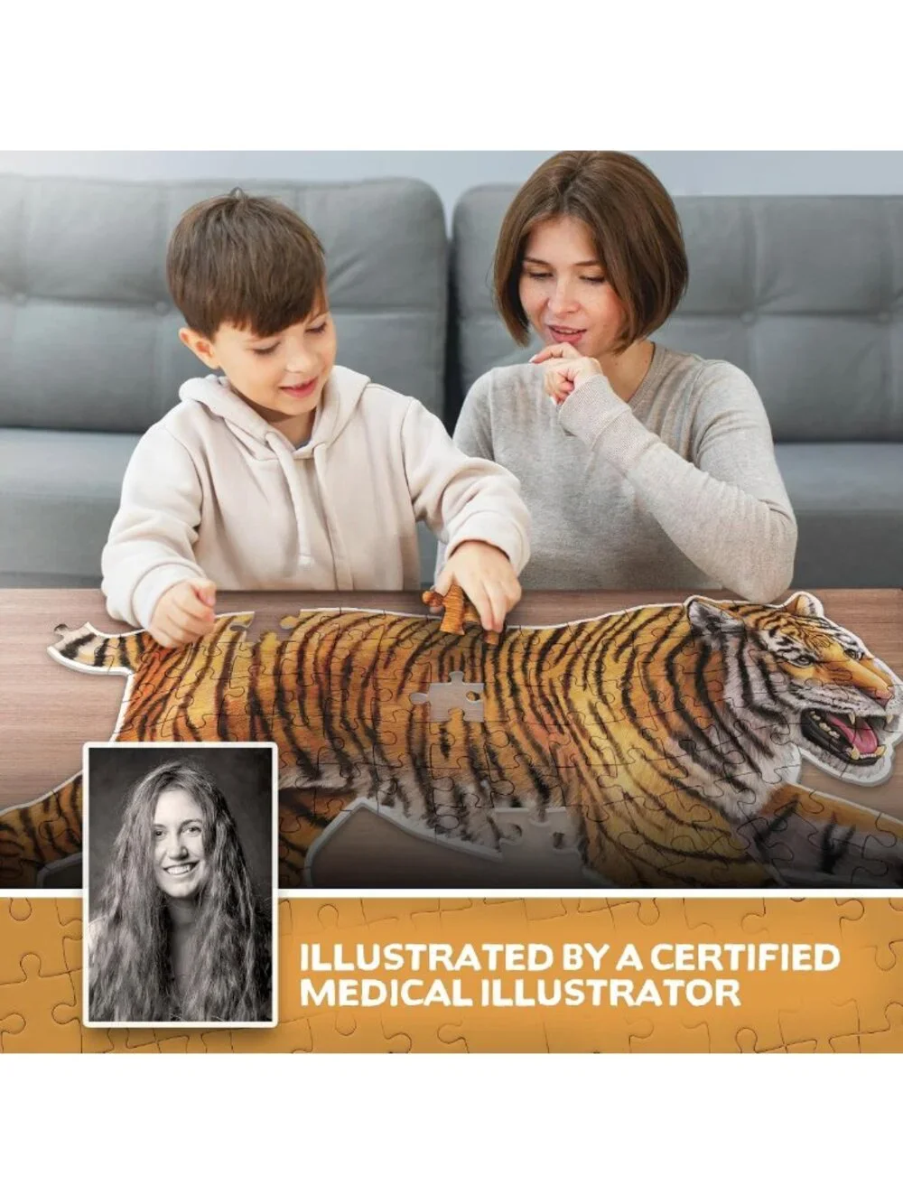 Large 100-Piece Tiger Anatomy Floor Puzzle | Double-Sided Jigsaw for Kids